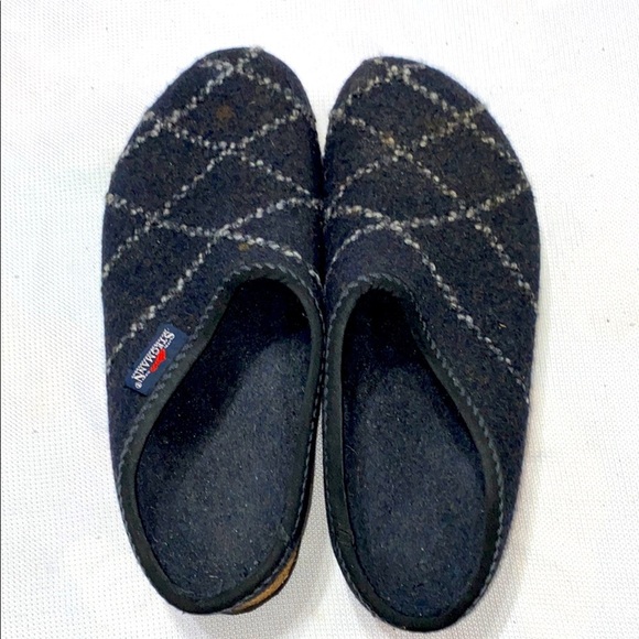 STEGMANN Wo Size 9 (measures 11” )Black and Gray WOOL Slip-On CLOG/Slippers - Picture 1 of 12